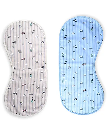 Enfance Burp Cloth Rocket Print Pack of 2 - Cream Blue