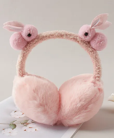 Babyhug Ear Muff With Bunny Motif - Pink