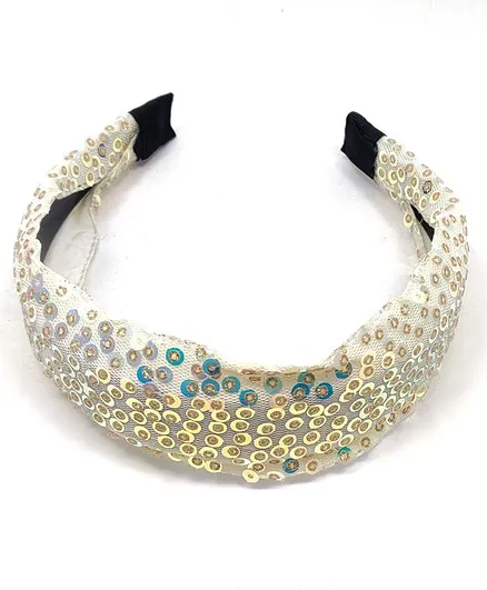 Kid-O-World Net Sequin Broad Hair Band - White