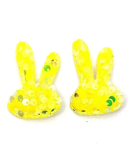 Kid-O-World Bunny Velvelt Sequin Hairpins - Yellow
