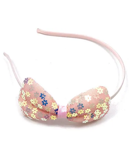 Kid-O-World Flower Embellished Satin Hair Band - Dark Peach
