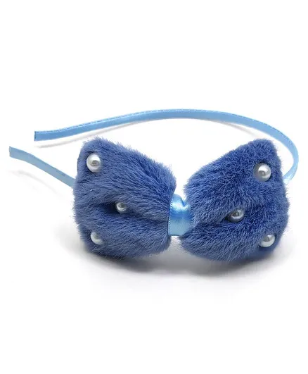Kid-O-World Faux Fur Pearl Hair Band - Blue
