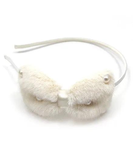 Kid-O-World Faux Fur Pearl Hair Band - White