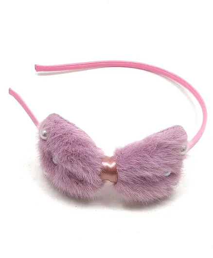 Kid-O-World Faux Fur Pearl Hair Band - Mauve