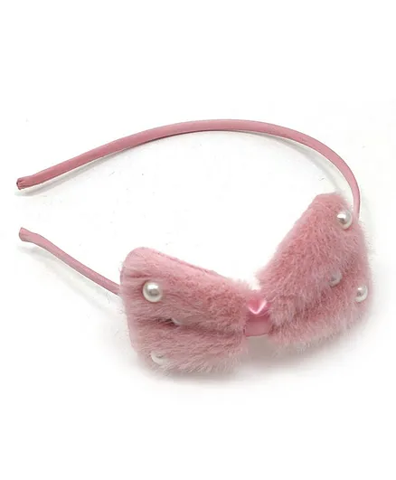 Kid-O-World Faux Fur Pearl Hair Band - Light Pink