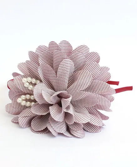 Aabacus Satin Flower Detailing Hair Band - Maroon