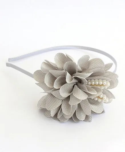 Aabacus Satin Flower Detailing Hair Band - Grey