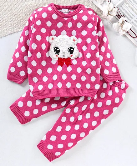 Babyhug Full Sleeves Sweater Set - Pink