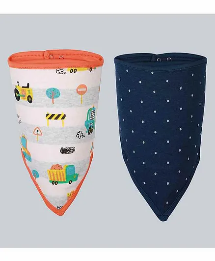 Grandma's 100% Cotton Printed Bandana Bibs Pack of 2 - Blue White