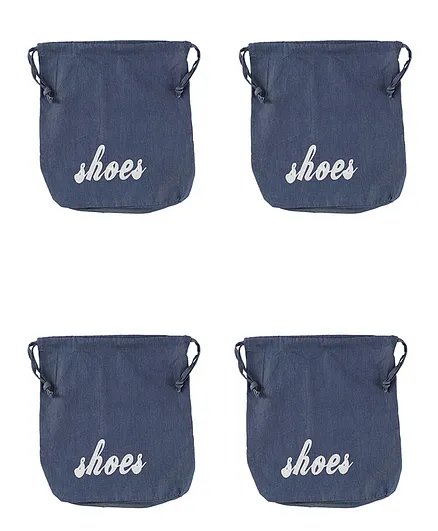 My Gift Booth Denim Travel Shoe Bag Pack of 4 - Blue