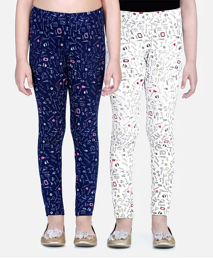 Naughty Ninos Printed Full Length Set Of 2 Leggings - Multi
