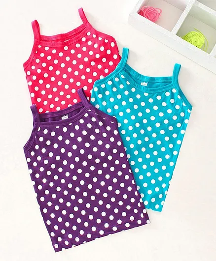 Simply Singlet Polka Dot Slips Pack of 3 - Purple Pink Blue