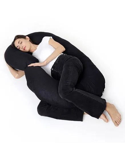 Momsyard C shaped Full Body Pregnancy And Maternity Pillow - Black