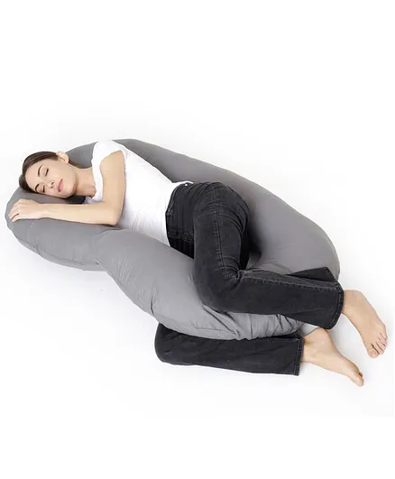 Momsyard C shaped Full Body Pregnancy And Maternity Pillow - Grey