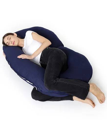 Momsyard C shaped Full Body Pregnancy And Maternity Pillow - Dark Blue