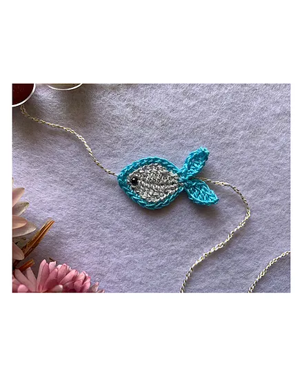 This And That By Vedika Handmade Crochet Fish Rakhi - Blue
