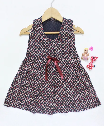 Many frocks & Sleeveless All Over Printed Dress - Multi Colour