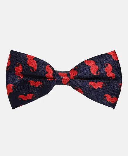 NEO NATIVES Moustache Printed Bow Tie - Navy Blue