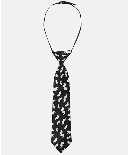 NEO NATIVES Moustache Printed Tie - Black