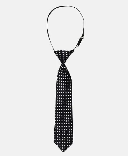 NEO NATIVES Polka Dot Printed Tie With Hook - Black
