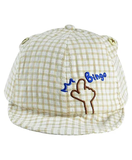 Kidofash Cotton Checked Cap - Brown