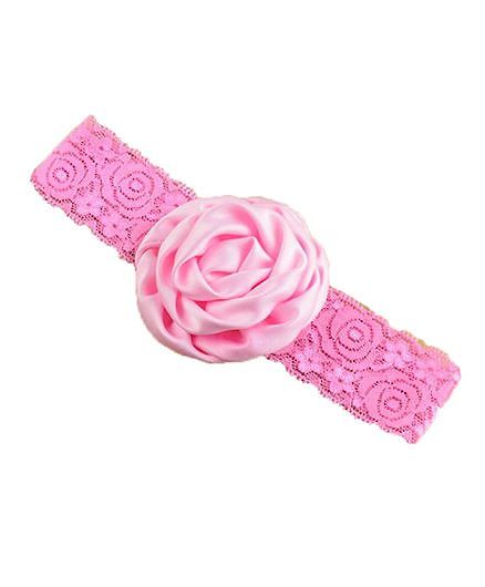 Bellazaara Christening Baby Lace Rose Flower Headband - Pink