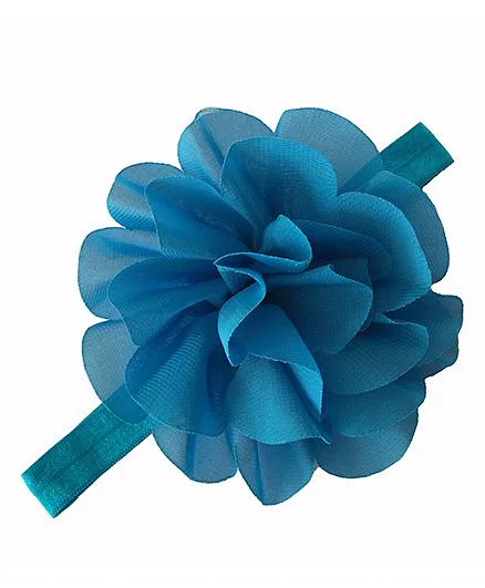 Bellazaara Chiffon Silk Flowers Soft Stretch Headband - Blue
