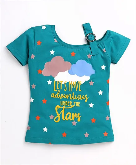 Nottie Planet Short Sleeves Let's Have Adventures Print Tee - Green