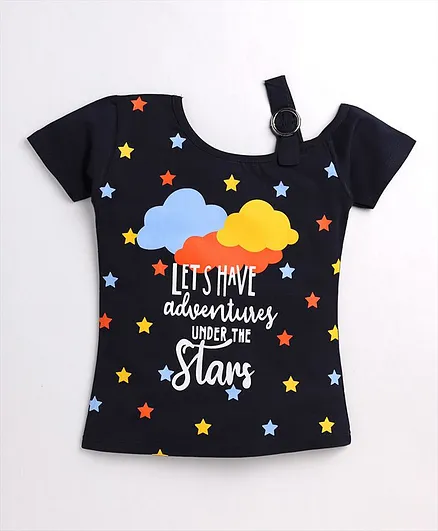 Nottie Planet Short Sleeves Let's Have Adventures Print Tee - Navy Blue