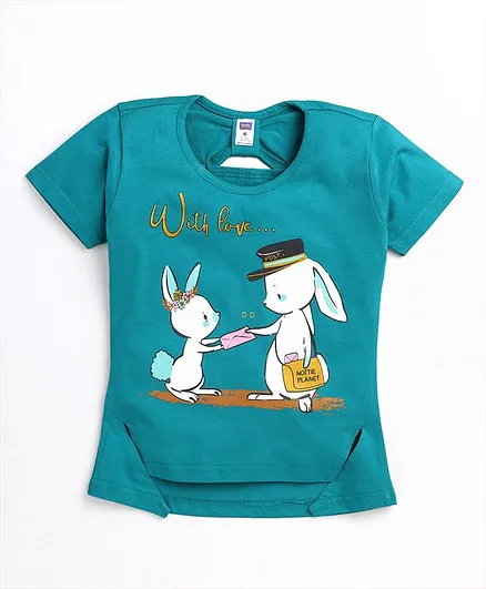 Nottie Planet Rabbit Print Short Sleeves Tee - Green