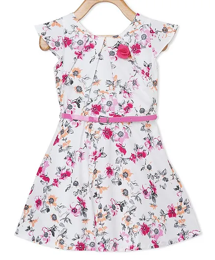 Powderfly Short Sleeves Floral Print Dress - Pink
