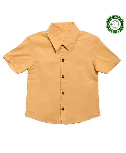 Mish Organic Solid Half Sleeves Organic Cotton Shirt - Mustard