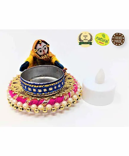 A&A Kreative Box Floating Puppet Shaped Rajasthani Girl Candle Stand - Multicolor