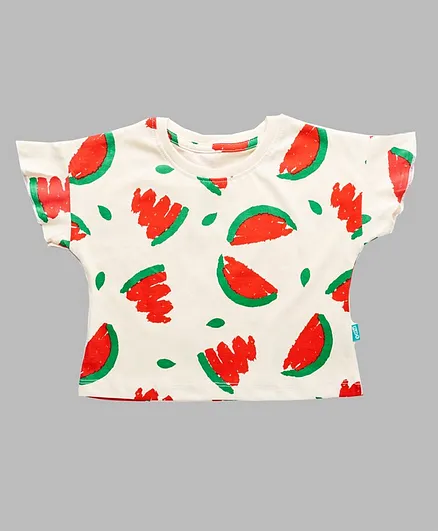 Plan B Half Sleeves Melon Printed Tee - White