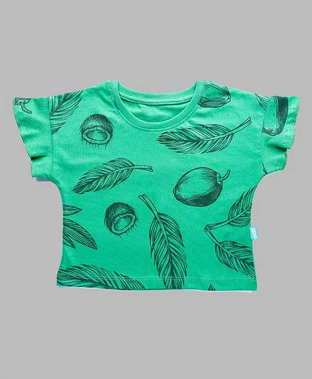 Plan B Half Sleeves Coconut Printed Tee - Light Green