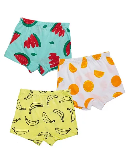 Plan B Pack Of 3 Fruit Print Boxers - Gold White Blue