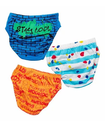 Plan B Pack Of 3 Stay Cool Print Panties - Orange White Blue