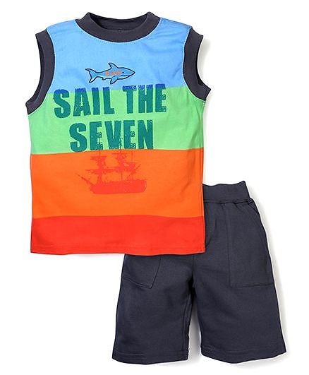 Nannette Sail The Seven Print T-Shirt & Half Pant - Multicolor