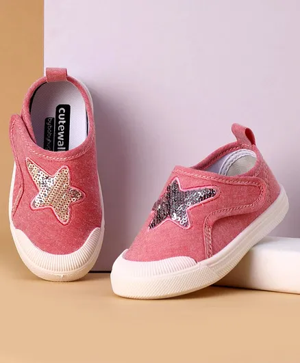 Cute Walk by Babyhug Casual Shoes Star Sequin Detailing - Pink