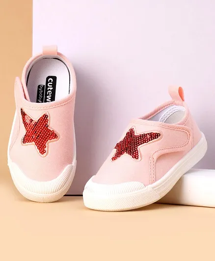 Cute Walk by Babyhug Casual Shoes Star Sequin Detailing - Light Pink