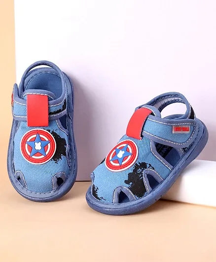 Cute Walk by Babyhug Sandals Captain America Applique - Blue