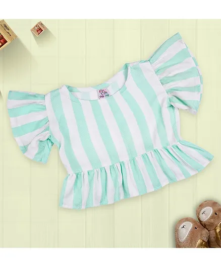 oui oui Half Sleeves Striped Top - Light Blue