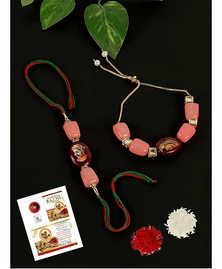Passion Petals Rakhi With Rakshabandhan Card Pack Of 2 - Pink