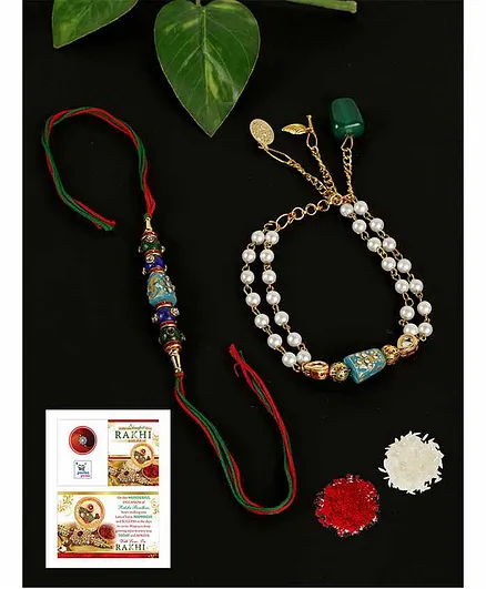 Passion Petals Rakhi With Rakshabandhan Card Pack Of 2 - Blue
