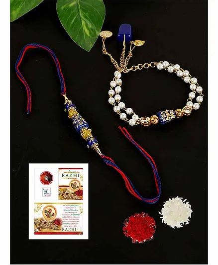 Passion Petals Rakhi With Rakshabandhan Card Pack Of 2 - Blue