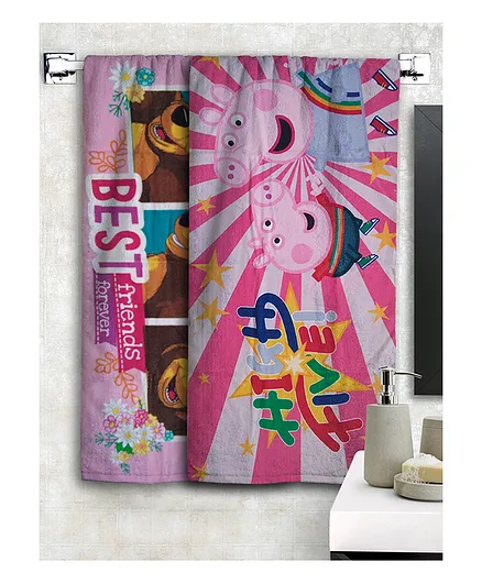 Athom Trendz Peppa Pig & Masha and The Bear Kids Bath Towel Pack of 2 - Multicolour