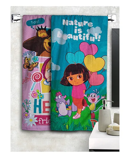 Athom Trendz Dora & Masha and The Bear Kids Bath Towel Pack of 2 - Multicolour