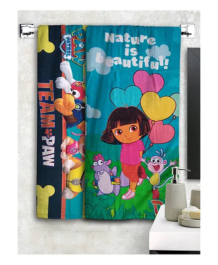 Athom Trendz Dora & Paw Patrol Kids Bath Towel Pack Of 2 - Multicolor