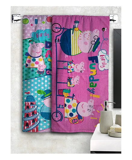 Athom Trendz Peppa Pig Kids Bath Towel Pack Of 2 - Multicolor