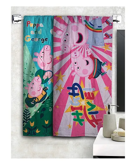 Athom Trendz Peppa Pig Kids Bath Towel Pack Of 2 - Multicolor